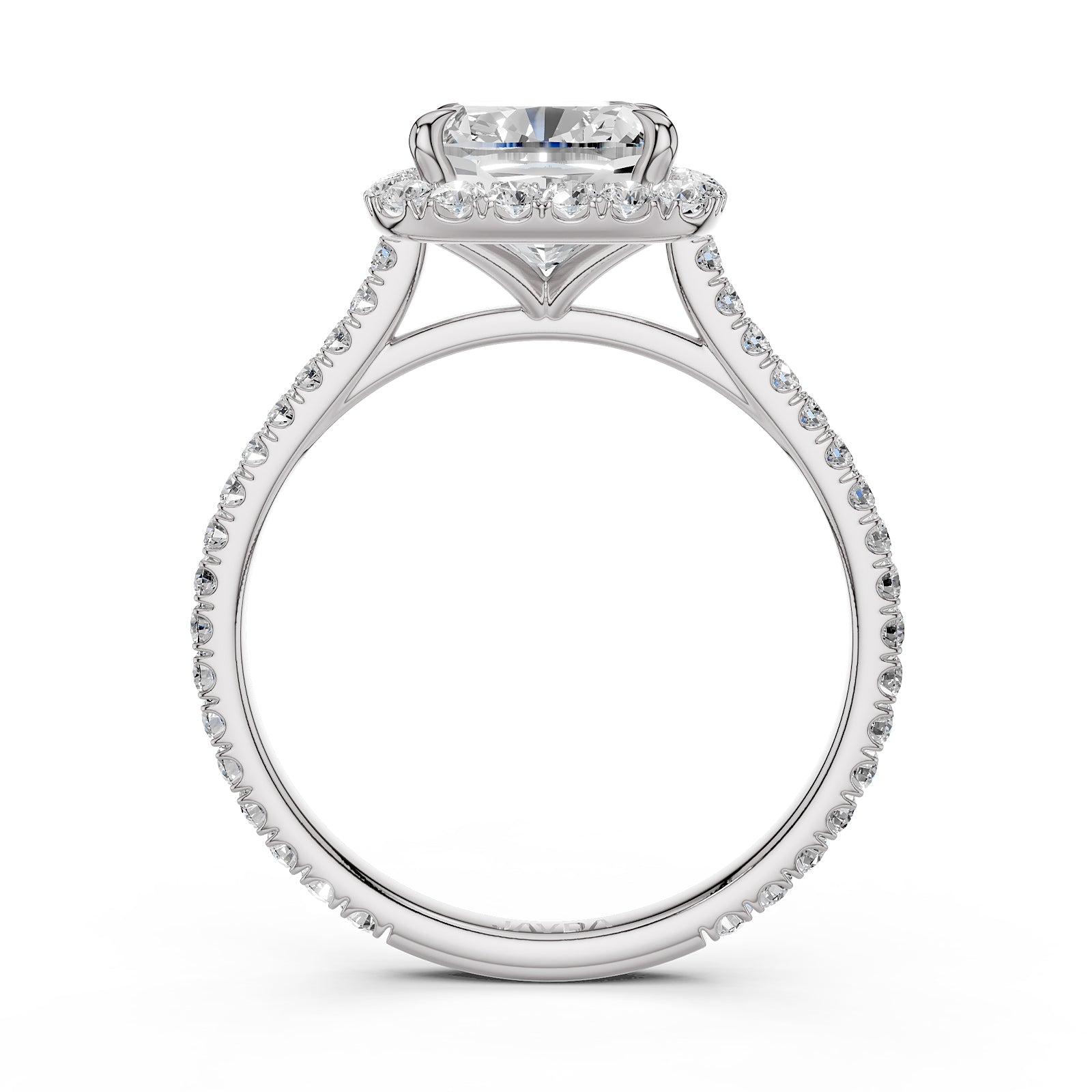 French U Pave Halo 2.54 Ctw. Round IGI Certified Diamond Engagement Ring